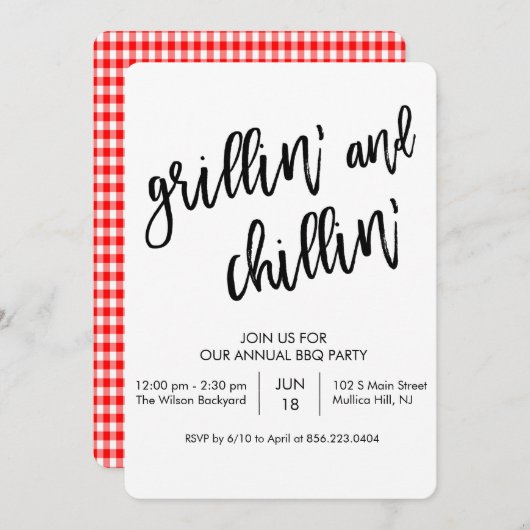 TOUTE COULEUR - Invitation au barbecue Grillin et  (Devant / Derrière)
