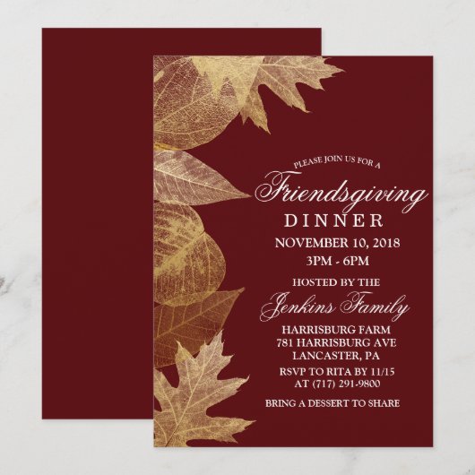 Toute couleur - Invitation de dîner Friendsgiving (Devant / Derrière)
