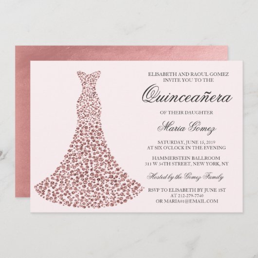 TOUTE COULEUR - Quinceanera Invitation d'anniversa (Devant / Derrière)