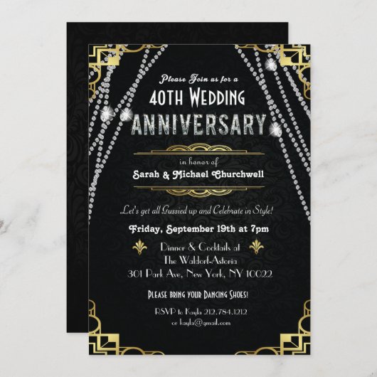 TOUTE grande invitation d'anniversaire de Gatsby (Devant / Derrière)