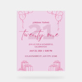 Toute Invitation d'anniversaire rose (Recto)