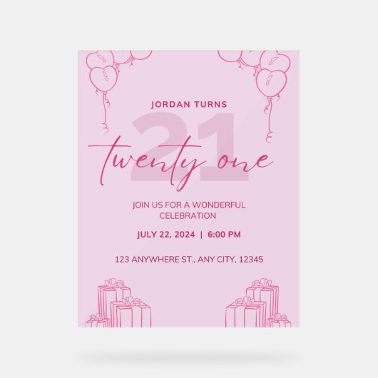 Toute Invitation d'anniversaire rose (Recto)