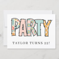 * Toute invitation DIY de fête Doodle Anniversaire