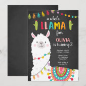 Toute la llama amusant invitation anniversaire Alp (Devant / Derrière)