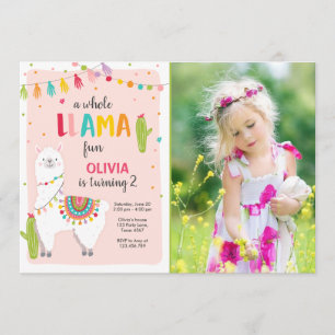 Toute la llama amusant invitation anniversaire Alp