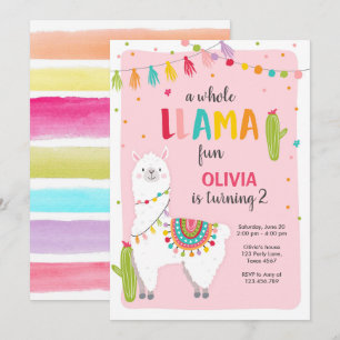 Toute la llama amusant invitation anniversaire Alp