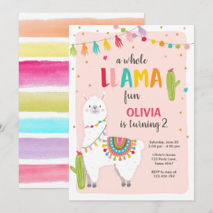 Toute la llama amusante invitation anniversaire Al