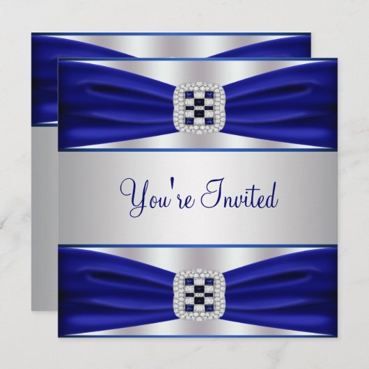 Toutes les occasions Cobalt Blue Party Invitation  (Devant / Derrière)