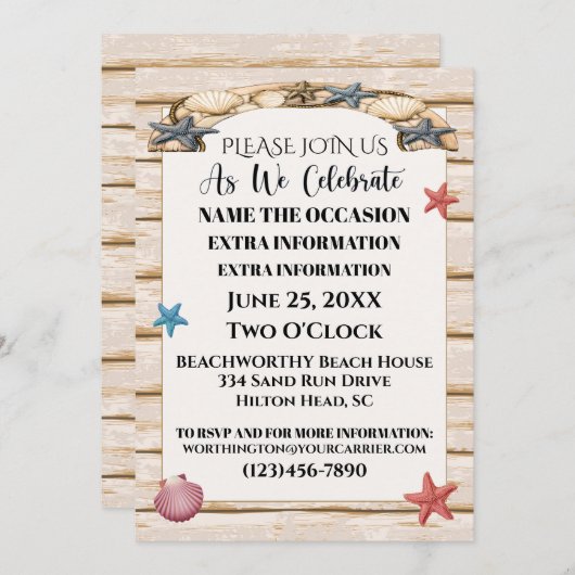 Toutes les Occasions Plage Invitation Version 3 (Devant / Derrière)