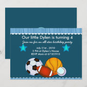 Toutes les Sports Star Invitation fête d'anniversa (Devant / Derrière)