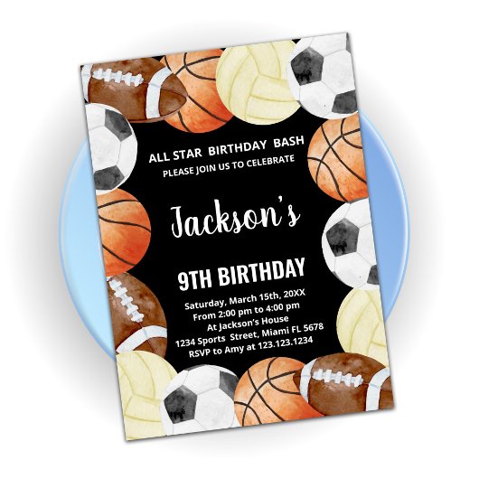 Toutes les Stars Sports Invitations d'anniversaire