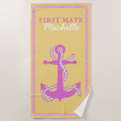 Touw en anker Roze Eerste Mate ID402 Strandlaken (Voorkant)