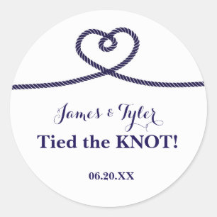 Touw Hart KNOOP Trouw Bruidssticker Nautisch Ronde Sticker