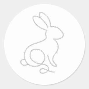 Touw Konijn Minimal Modern 1e Verjaardag Ronde Sticker
