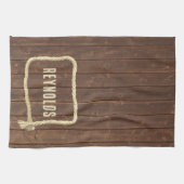 Touw Lijst op teakhout met naam Theedoek (Horizontaal)