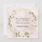 Touw met hydrangea boeketten save the date (Voorkant)