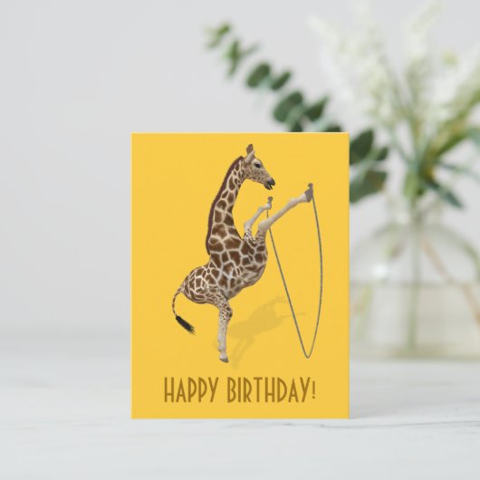 Touw Springende Giraffe Briefkaart (Staand voorkant)