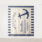 Touwen Anker Streep Bachelorette Feest Achtergrond Wandkleed (Voorkant)