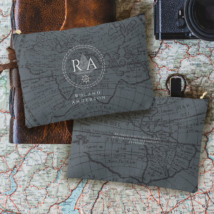 Touwen Monogramkaart Grijs Etui