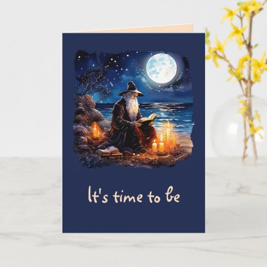 Tovenaar die een boek leest - Wicca Halloween 1 Kaart (Gele Bloem)