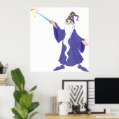 Tovenaar die een Magisch Poster van de Spel gieten (Thuiskantoor)