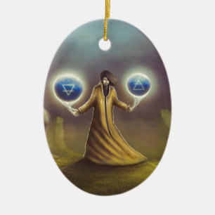 tovenaar fantasie magie keramisch ornament