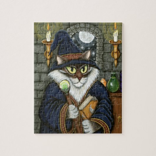 Tovenaar kat merlin Magische Sorcerer Puzzle Legpuzzel (Verticaal)