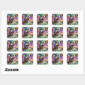 Tovenaar Koala werpt magie in betoverd bos Vierkante Sticker (Vel)