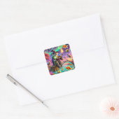 Tovenaar Koala werpt magie in betoverd bos Vierkante Sticker (Envelop)