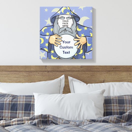 Tovenaar met uw gezicht canvas afdruk (Insitu (Slaapkamer))