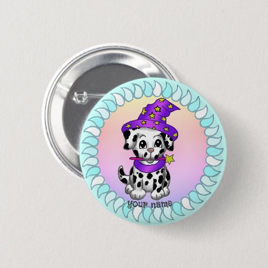 Tovenaar Puppy hond knop Ronde Button 5,7 Cm (Voorkant /achterkant)