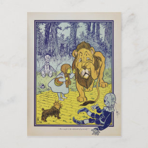 Tovenaar van de laffe Lion Oz Book Page Briefkaart
