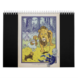 Tovenaar van de laffe Lion Oz Book Page Kalender