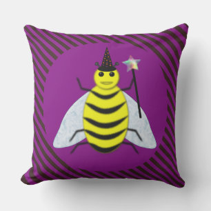 Tovenaar van de Magische Bee Halloween Paars en Bl Buitenkussen