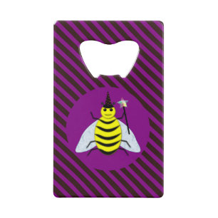 Tovenaar van de Magische Bee Halloween Paars en Bl Kredietkaart Flessenopener