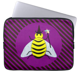 Tovenaar van de Magische Bee Halloween Paars en Bl Laptop Sleeve