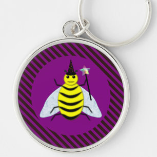 Tovenaar van de Magische Bee Halloween Paars en Bl Sleutelhanger