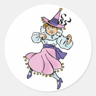Tovenaar van Oz, Cute Dansling Girl Munchkin Ronde Sticker