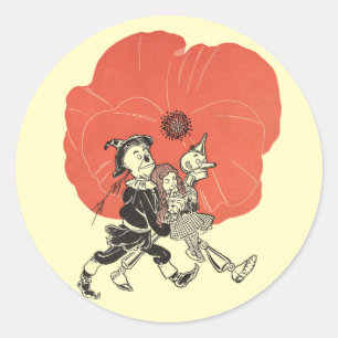  Tovenaar van Oz, Dorothy met Poppy Flowers Ronde Sticker