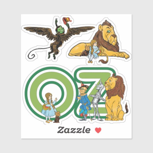tovenaar van Oz, Dorothy, Monkey en Lion Sticker (Vel)