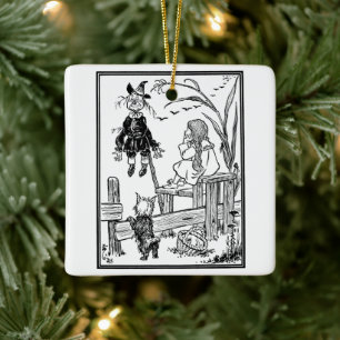 tovenaar van Oz, Dorothy Toto ontmoeten Scarecrow Keramisch Ornament