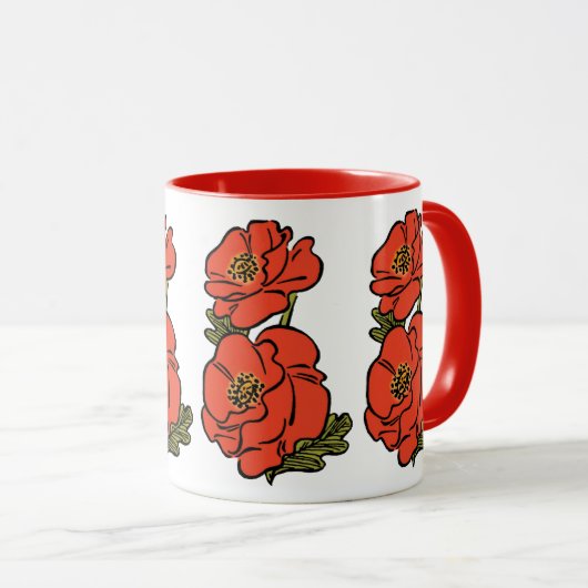tovenaar van Oz Red Poppies in Bloom Spring Mok (Voorkant rechts)