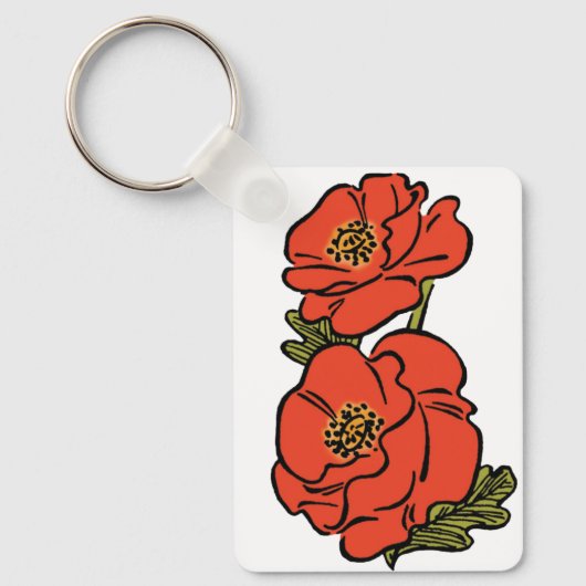  tovenaar van Oz Red Poppies in Bloom Spring Sleutelhanger (Voorkant)