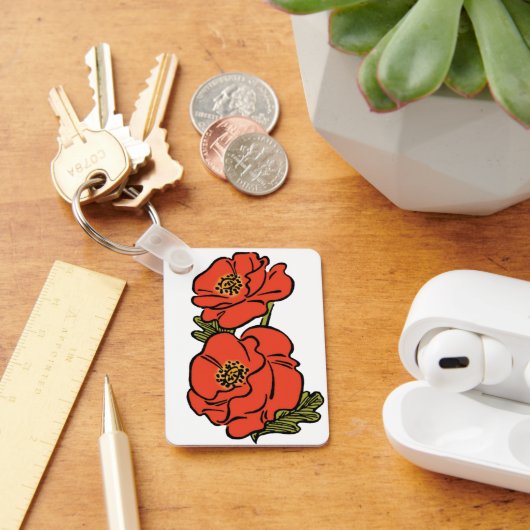  tovenaar van Oz Red Poppies in Bloom Spring Sleutelhanger (Bureau)