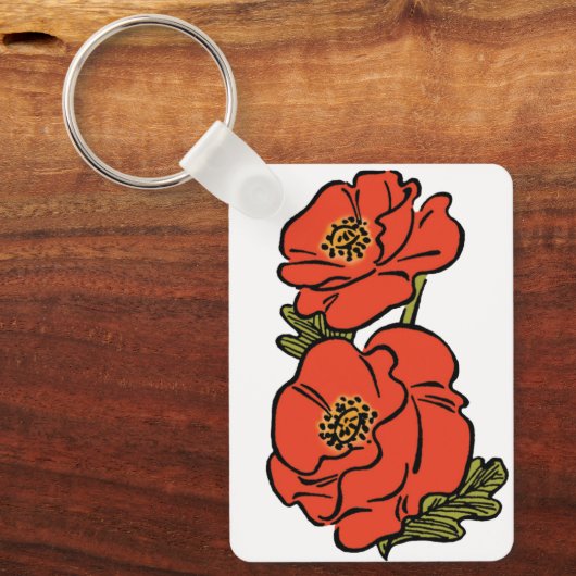 tovenaar van Oz Red Poppies in Bloom Spring Sleutelhanger (Voorkant)