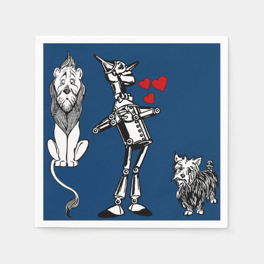 Tovenaar van Oz, Tin Man, Toto, laffe leeuwenparti Servetten (Voorkant)
