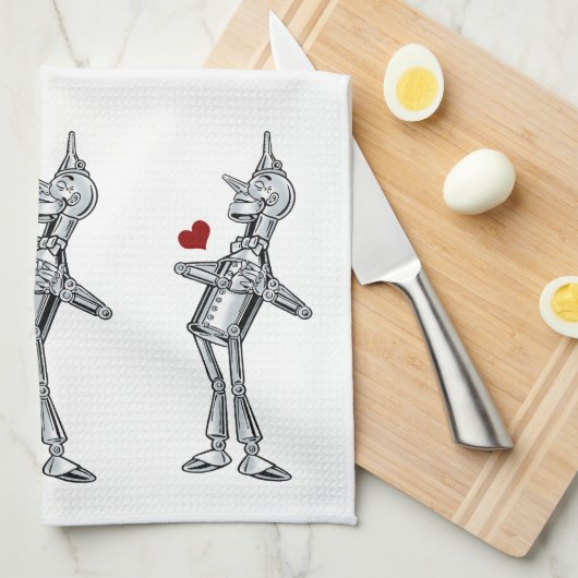 Tovenaar van Oz, Tinman Happy Smile heeft hart Theedoek (Quarter Fold)