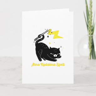 Tovenaar zwarte kat - Abra Kadabra spreuk Kaart