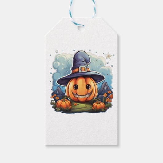 Tovenaars pompoen  cadeaulabel (Voorkant)
