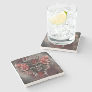 tovenarij   Donker Gehoornde Demon Met Gloeiende R Stenen Onderzetter